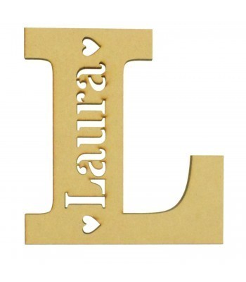 Laser Cut Personalised Letter With Personalised Name & Cut Out Hearts